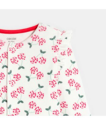 Baby girl's pink velvet floral sleepsuit