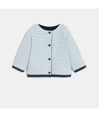 Baby boy's blue piqué cotton reversible cardigan