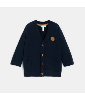 Baby boy's blue knitted cardigan
