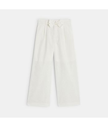 Girl's white high rise wide-leg trousers