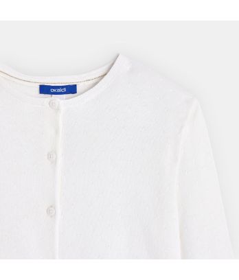 Girl's white cardigan with round collar