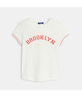 Girl's white short-sleeve T-shirt