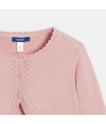 Girl's pink fine-knit bolero