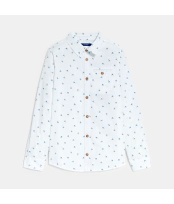 Boy's white palm-tree print shirt
