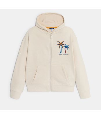 Boy's ecru palm-tree hoodie