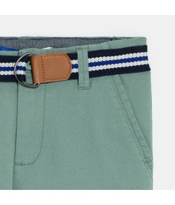 Boy's green canvas Bermuda shorts + belt