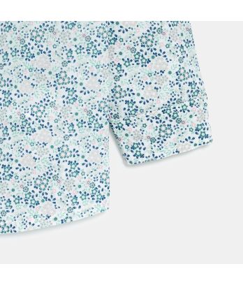 Boy's multicoloured cotton and linen floral shirt
