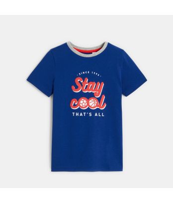 Boy's blue short-sleeve T-shirt with balloon design
