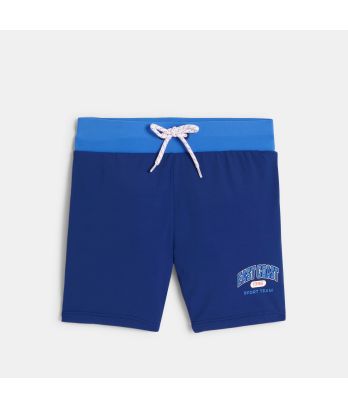 Boy's blue boxer-style swimming trunks
