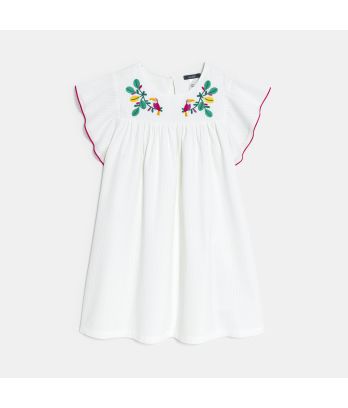 Girl's white embroidered babydoll dress