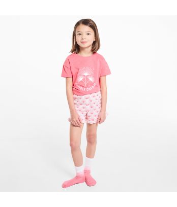 Girl's coral jersey short pyjamas