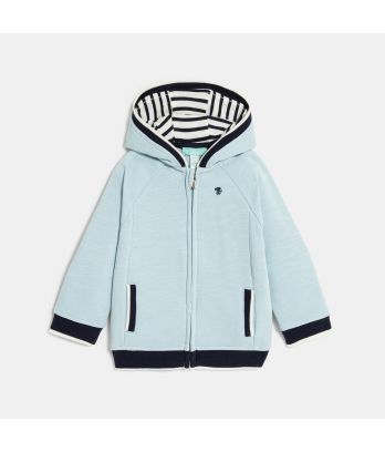 Baby boy's blue fleece zip-up otter sweatshirt