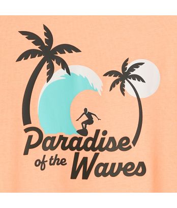 Boy's orange short-sleeve T-shirt with palm tree design