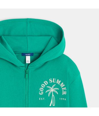 Boy's green slogan hoodie
