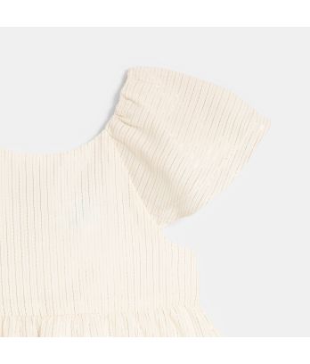 Baby girl's elegant white dress with shiny stripes