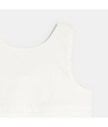Baby girl's elegant two-fabric white dress