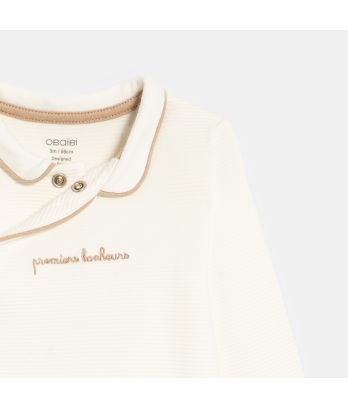 Unisex white textured sleepsuit, from birth