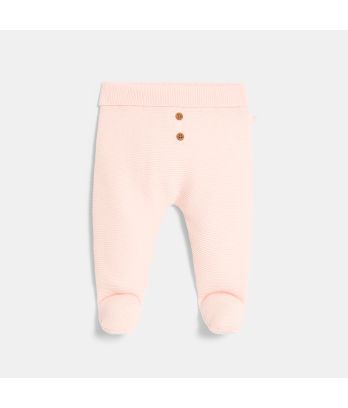 Newborn pink knitted fabric trousers with feet