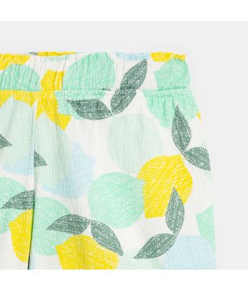 Girl's lemon-print loose-fitting shorts