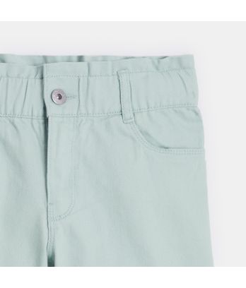 Girls' light green canvas Bermuda shorts