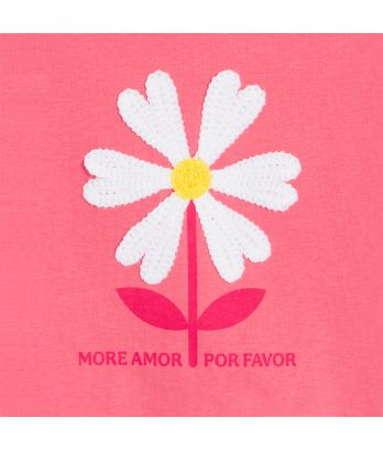 Girl's pink long-sleeve T-shirt with slogan