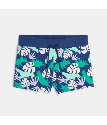 Boys' blue dinosaur motif swim shorts