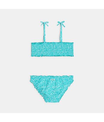 Girl's blue smocked bikini