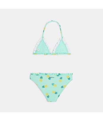 Girl's green pineapple print bikini