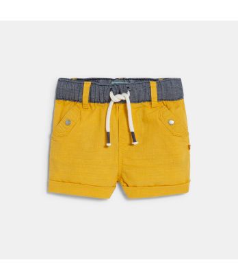 Baby boy's yellow linen and cotton shorts