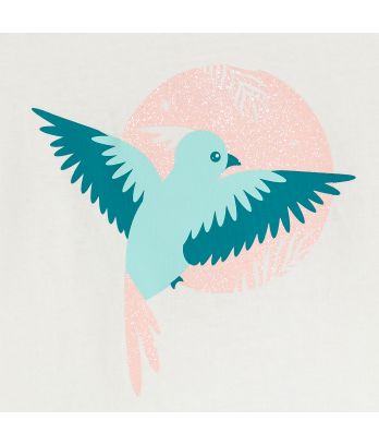 Girl's turquoise bird motif short pyjamas