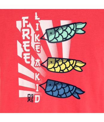 Girls' pink fish kite motif T-shirt
