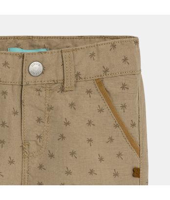Baby boy's beige linen-effect palm tree Bermuda shorts