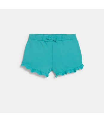 Baby girls lightweight, blue, brushed cotton shorts