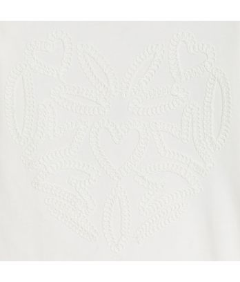 Girl's white long-sleeve embroidered T-shirt