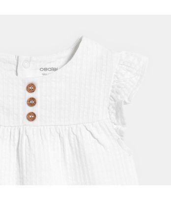 Baby girl's white cotton seersucker blouse