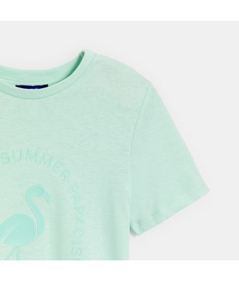 Girl's green slogan T-shirt