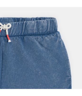 Girl's blue distressed-look brushed cotton shorts
