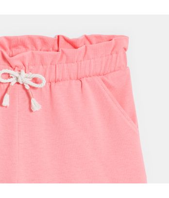 Girl's plain pink jersey Bermuda shorts