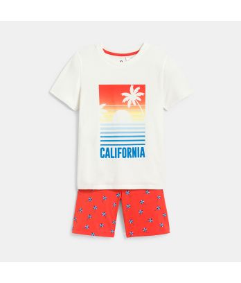Boy's white jersey 2-piece pyjamas