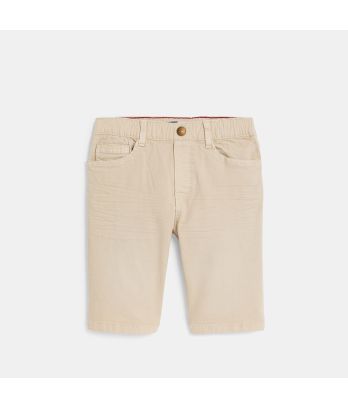 Boy's plain beige canvas Bermuda shorts