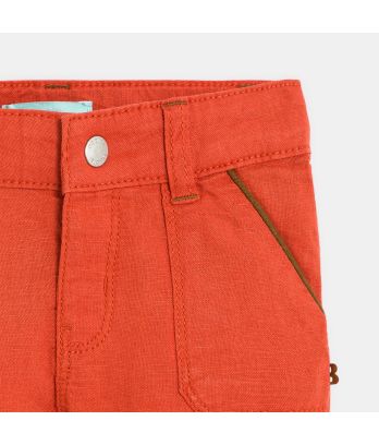 Baby boy's red linen-look straight-cut cotton shorts