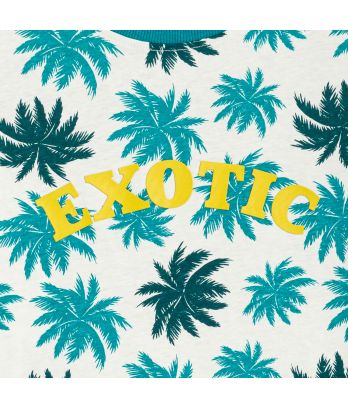 Boy's blue palm-tree motif shortie pyjamas