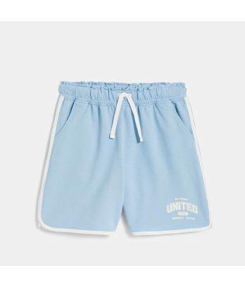 Girl's sky blue brushed cotton shorts