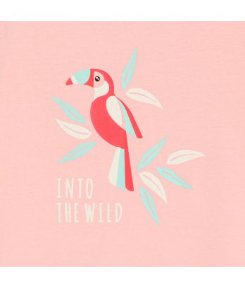 Girl's pastel pink bird motif shorty pyjamas