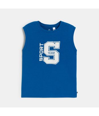 Boy's blue sportswear vest top with motif