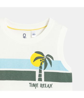 Boy's white slogan vest top