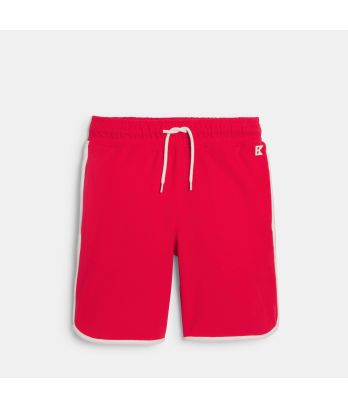 Boy's red fleece Bermuda shorts