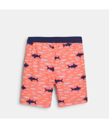 Boy's orange shark print swimming trunks
