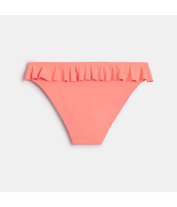 Girl's plain orange ruffle bikini bottoms