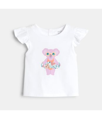 Baby girl's koala T-shirt and purple shorts